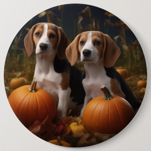 Amerikanisch-englischer Foxhound Welpen Herbst Fre Button (Vorderseite)