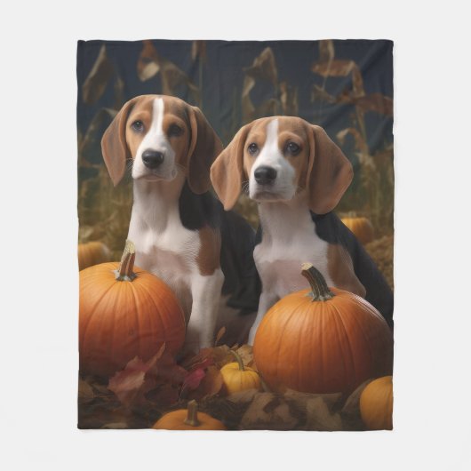 Amerikanisch-englischer Foxhound Welpen Herbst Fre Fleecedecke (Vorderseite)