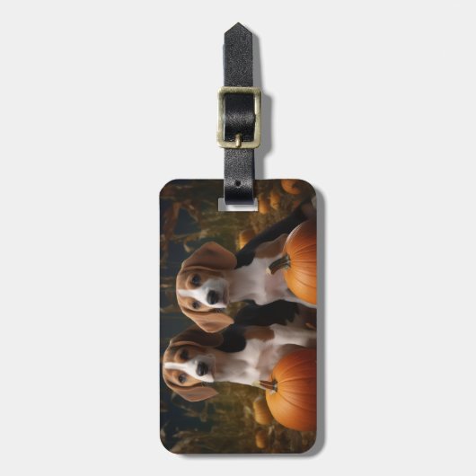 Amerikanisch-englischer Foxhound Welpen Herbst Fre Gepäckanhänger (Vorderseite vertikal)