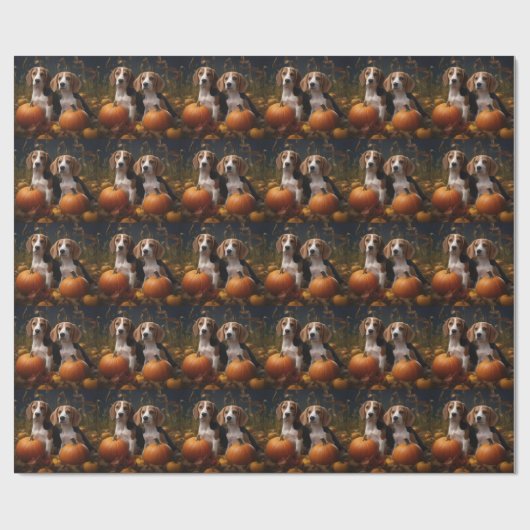 Amerikanisch-englischer Foxhound Welpen Herbst Fre Geschenkpapier (Flach)