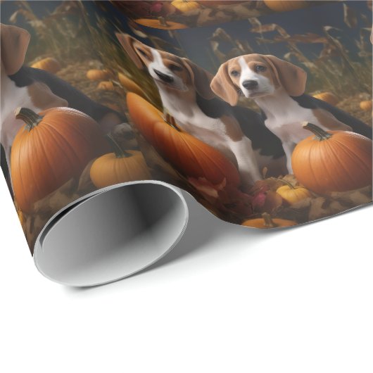 Amerikanisch-englischer Foxhound Welpen Herbst Fre Geschenkpapier (Rolleneckpunkt)