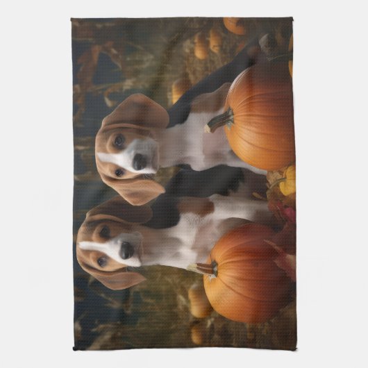 Amerikanisch-englischer Foxhound Welpen Herbst Fre Geschirrtuch (Vertikal)