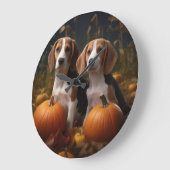 Amerikanisch-englischer Foxhound Welpen Herbst Fre Große Wanduhr (Winkel)