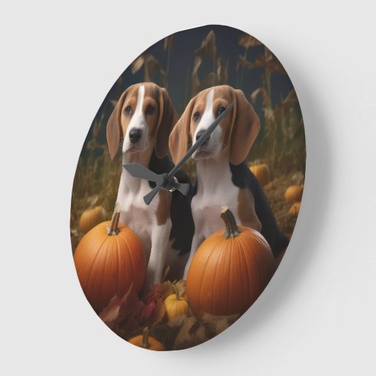 Amerikanisch-englischer Foxhound Welpen Herbst Fre Große Wanduhr (Winkel)