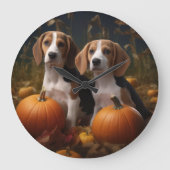 Amerikanisch-englischer Foxhound Welpen Herbst Fre Große Wanduhr (Vorderseite)