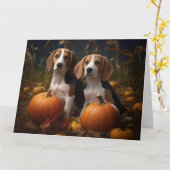 Amerikanisch-englischer Foxhound Welpen Herbst Fre Karte (Gelbe Blume)