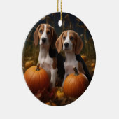 Amerikanisch-englischer Foxhound Welpen Herbst Fre Keramik Ornament (Rechts)