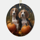 Amerikanisch-englischer Foxhound Welpen Herbst Fre Keramik Ornament (Links)