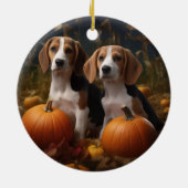 Amerikanisch-englischer Foxhound Welpen Herbst Fre Keramik Ornament (Hinten)