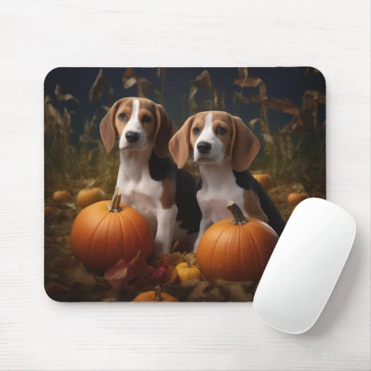 Amerikanisch-englischer Foxhound Welpen Herbst Fre Mousepad (Mit Mouse)