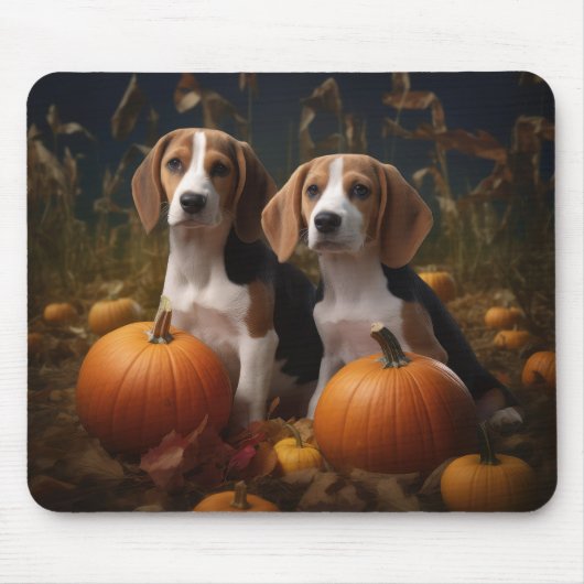 Amerikanisch-englischer Foxhound Welpen Herbst Fre Mousepad (Vorne)