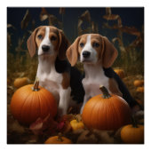 Amerikanisch-englischer Foxhound Welpen Herbst Fre Poster (Vorderseite)