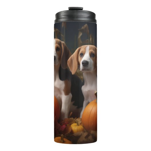 Amerikanisch-englischer Foxhound Welpen Herbst Fre Thermosbecher (Vorderseite)