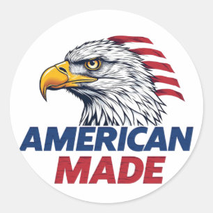 AMERIKANISCH GEFERTIGT Patriotisches USA-Design, F Runder Aufkleber