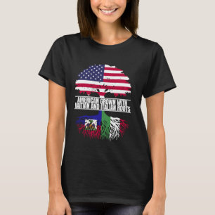 Amerikanisch gewachsen mit Flaggen-Herkunft Haitia T-Shirt