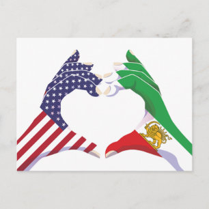 Amerikanisch-iranische Einheit Herz mit Löwe und S Postkarte
