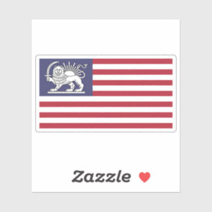 Amerikanisch-Iranische Löwe-und-Sonne-Erbeflagge Aufkleber