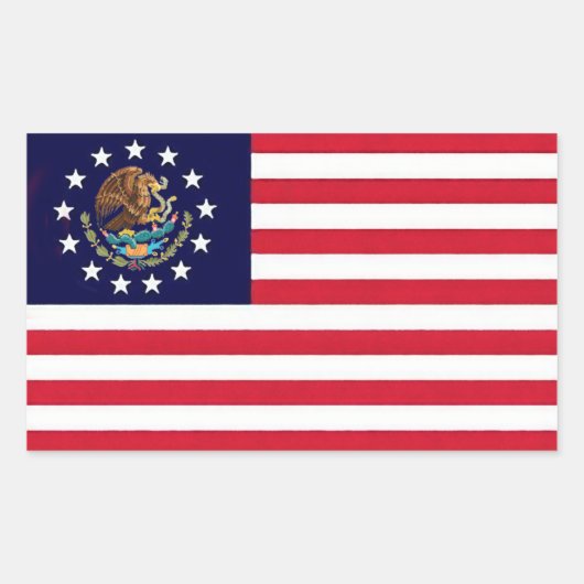 Amerikanisch-mexikanischer Flaggensticker Rechteckiger Aufkleber (Vorderseite)