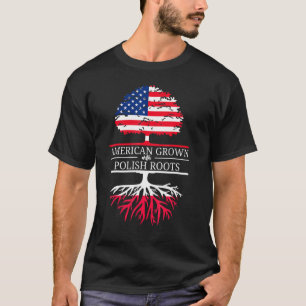 Amerikanisch mit polnischen Wurzeln USA-Flaggenbau T-Shirt