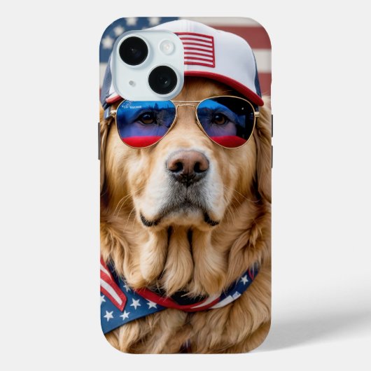 Amerikanisch Patriotisch Golden Retriever Case-Mate iPhone Hülle (Rückseite)
