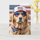Amerikanisch Patriotisch Golden Retriever Geburtst Karte (Gelbe Blume)