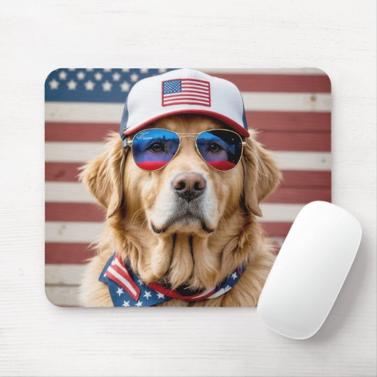 Amerikanisch Patriotisch Golden Retriever Mousepad (Mit Mouse)