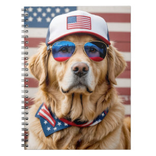 Amerikanisch Patriotisch Golden Retriever Notizblock