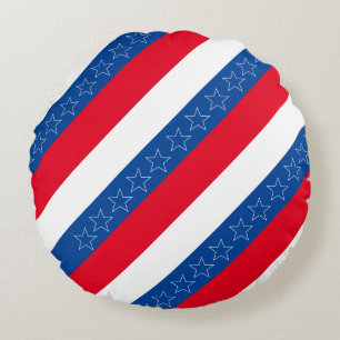 Amerikanisch patriotisch rot, weiß und blau rundes kissen