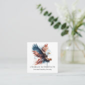 *~* amerikanisch. QR Flag Bald Adler AP16 Quadratische Visitenkarte (Stehend Vorderseite)