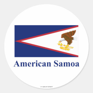 Amerikanisch-Samoa-Flagge mit Namen Runder Aufkleber