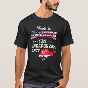 Amerikanisch Singapur-Teile Singapur Karte USA-Fla T-Shirt