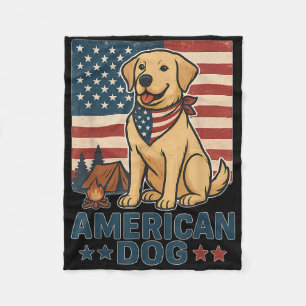 Amerikanisch Süßer Hund Patriotischer Hund USA-Fla Fleecedecke