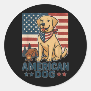 Amerikanisch Süßer Hund Patriotischer Hund USA-Fla Runder Aufkleber