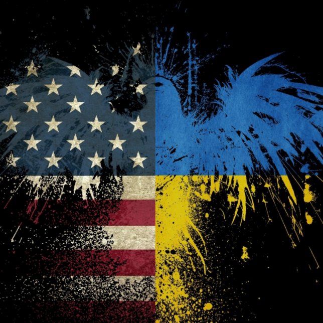 Amerikanisch-ukrainische Adlerfahne Pillow Lendenkissen (Von Creator hochgeladen)