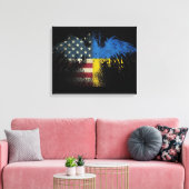 Amerikanisch-ukrainische Flaggen Leinwanddruck (Insitu (Wohnzimmer))