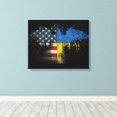 Amerikanisch-ukrainische Flaggen Leinwanddruck (Insitu (Holzboden))