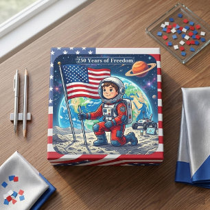 Amerikanische 250 Jahre Freiheitsflagge Astronaute Quadratischer Aufkleber