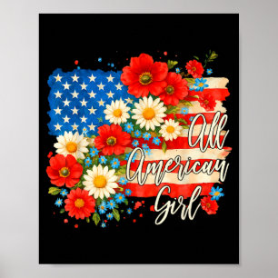 Amerikanische 4. Juli-Blumenflagge Unabhängigkeits Poster