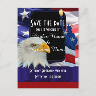 Amerikanische Adler und Fahne Save the Date Ankündigungspostkarte