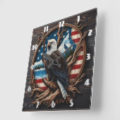 Amerikanische Adler vor Landschaftlichem Hintergru Quadratische Wanduhr (Winkel)