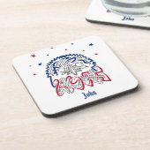 Amerikanische Adlerstars zum Unabhängigkeitstag Getränkeuntersetzer (Linke Seite)