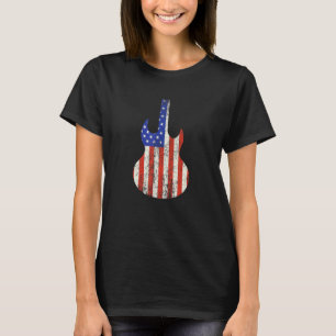 Amerikanische Akustikgitarre - Coole Musikerflagge T-Shirt