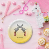 Amerikanische Alte-West-Revolvern überquerten Vint Pappteller (Party)