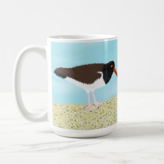 Amerikanische Austernfischer am Strand Kaffeetasse (Links)