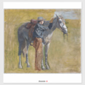 Amerikanische Badlands: Alter Westjunge mit Pferd Aufkleber (Blatt)