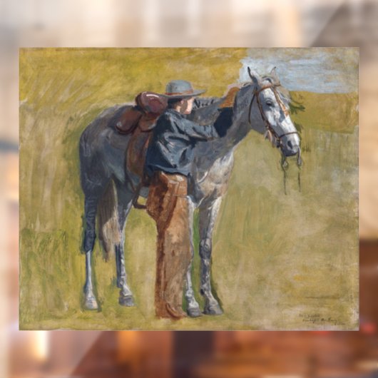 Amerikanische Badlands: Alter Westjunge mit Pferd Fensteraufkleber (Blatt 2)