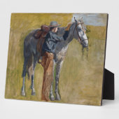 Amerikanische Badlands: Alter Westjunge mit Pferd Fotoplatte (Seite)