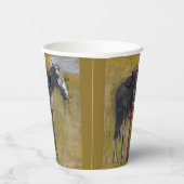 Amerikanische Badlands: Alter Westjunge mit Pferd Pappbecher (Rechts)