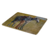 Amerikanische Badlands: Alter Westjunge mit Pferd Schneidebrett (Ecke)