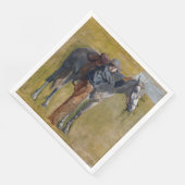 Amerikanische Badlands: Alter Westjunge mit Pferd Serviette (Ecke)